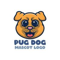 Cute pug mascot logo design vector