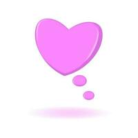 3D render light pink heart retro speech bubble vector