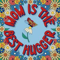 dibujos animados retro tipográfico composición con flores para mamá. 3d eslogan mamá es el mejor abrazador único vector contorno diseño. adecuado para póster, saludos, correo, camiseta imprimir, fondo, bandera.