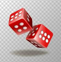 3d realistic vector icon. Casino red dice set of six. isolated. Casino, gambling concept.