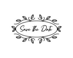 Save the date text with decorative floral frame vector