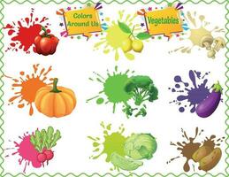 niños' vegetales póster, comer en color, inspirado en el arcoiris nutrición póster, aprender vegetales póster para niños, pared gráfico educativo niños vector