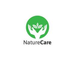 Nature care logo with leaf plant illustration vector