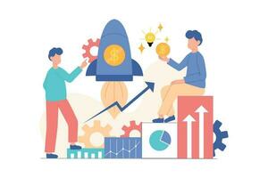 Success Planning Business Teamwork. Business Startup Vector Illustration