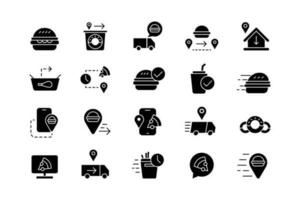 Food delivery icon set for food business project vector