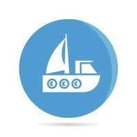 ship and boat in blue circle button vector