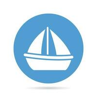 sailing boat in blue circle button vector