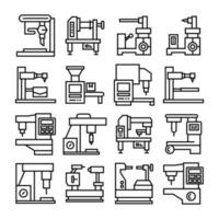 cnc and robotic machine icons vector illustration