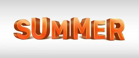 3d realistic vector summer letters. Isolated on white background.