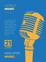 Microphone illustration in flat design for world music day which celebrated on june 21 vector