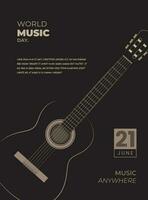Guitar illustration design for world music day template design vector