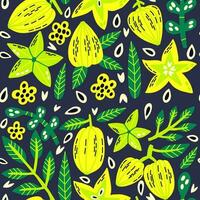 Seamless pattern acid fruit carambola vector