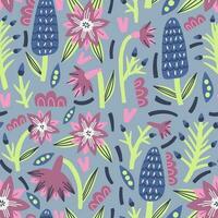 Seamless pattern hand drawn flower Delphinium vector