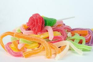 Rose Leaf shape Long Soft Colorful Chewy Sugary Sour Candy Gummy Sweet Assortment photo