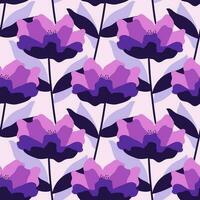 Vector flower pattern, purple and blue