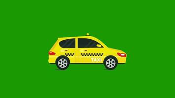 yellow taxi car cartoon animation on greenscreen video