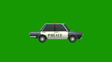 police patrouille voiture dessin animé animation sur vert écran video