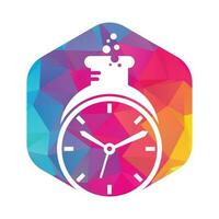 hora laboratorio logo vector diseño. reloj laboratorio logo icono vector diseño.