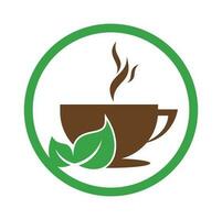 Eco Coffee Logo Template Design. Green Coffee Logo Template Design Vector. vector