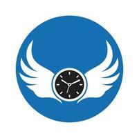 Wing Time Logo Template Design Vector. wings clock logo vector design.