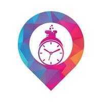 Time lab gps shape concept logo vector design. Clock lab logo icon vector design.