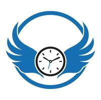 Wing Time Logo Template Design Vector. wings clock logo vector design.