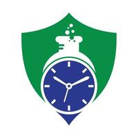 hora laboratorio logo vector diseño. reloj laboratorio logo icono vector diseño.