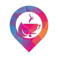 Eco Coffee gps shape concept Logo Template Design. Green Coffee Logo Template Design Vector. vector