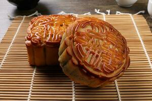 Chinese baked decorated mooncake photo