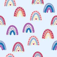 Seamless pattern graceful rainbows in boho colors. Scandinavian baby hand style for newborns. vector