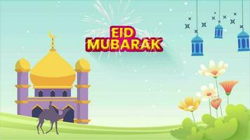 eid mubarak, eid ul adha, festival decorativo saludo fondo, eid mubarak, eid video, eid bandera, eid festival gratis vídeo video