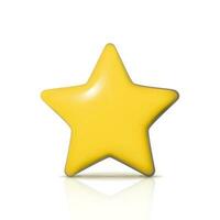 3d realistic vector icon. Yellow star for rating score feedback of mobile application. Isolated on white background.