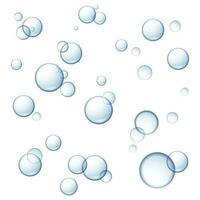 3d realistic vector illustration. Water soap bubbles. Isolated on white background.