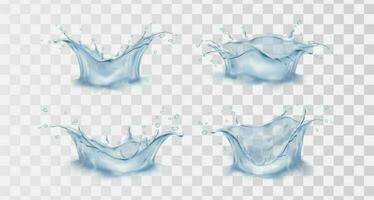 3d realistic vector icon. Transparent background. Collection. Water splash. Drop.