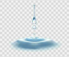 3d realistic vector icon. Water drop. Pouring. Rain. Closeup.