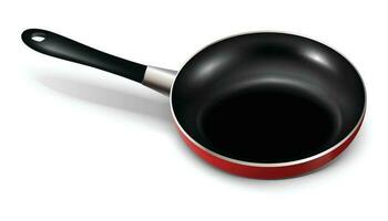 3d realistic vector pan for frying. Isolated on white background. Top view.