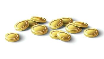 3d realistic vector golden coins. Isolated  icon illustration on white background.