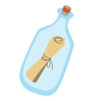 Letter in a bottle isolated on a white background. Vector illustration