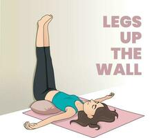 illustration of legs up the wall pose, yoga pose vector