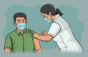 illustration of vaccination in pandemic time vector