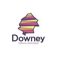 Map Of Downey California City Modern Geometric Logo vector