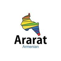 Ararat State and regions map colorful, Map of Armenia administrative regions departments with icons vector