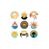 set of sunrise icon logo illustration design, vector illustration template icon graphic design.