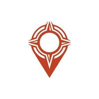Pin icon vector. Location sign, Navigation map, gps, with Compass Arrow Travel Logo Design Template vector