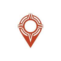 Pin icon vector. Location sign, Navigation map, gps, with Compass Arrow Travel Logo Design Template vector