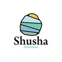 shusha azerbaiyán mapa, mapa de Entrada logo de el ciudad de shusha, gráfico elemento ilustración modelo diseño. vector