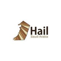 Simplified map of Hail region in KSA with Arabic word for Hail KSA Saudi Arabia map with cities name in Arabic and location sign, gradient color map vector