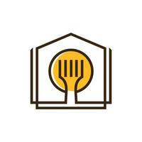 Home food and fork logo design Fork icon, Bar Cafe Restaurant kitchen logo design vector