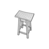 Wooden Chair Modern Line Art Illustration Creative Design vector