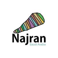 Najran Map. Najran Map of Saudi Arabia colorful, Najran map highlighted on Saudi Arabia map vector